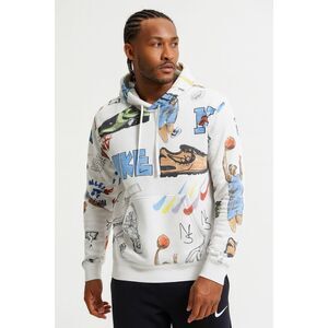 Nike White Sketch Graphic Pullover Basketball Hoodie Top   Mens Size Small